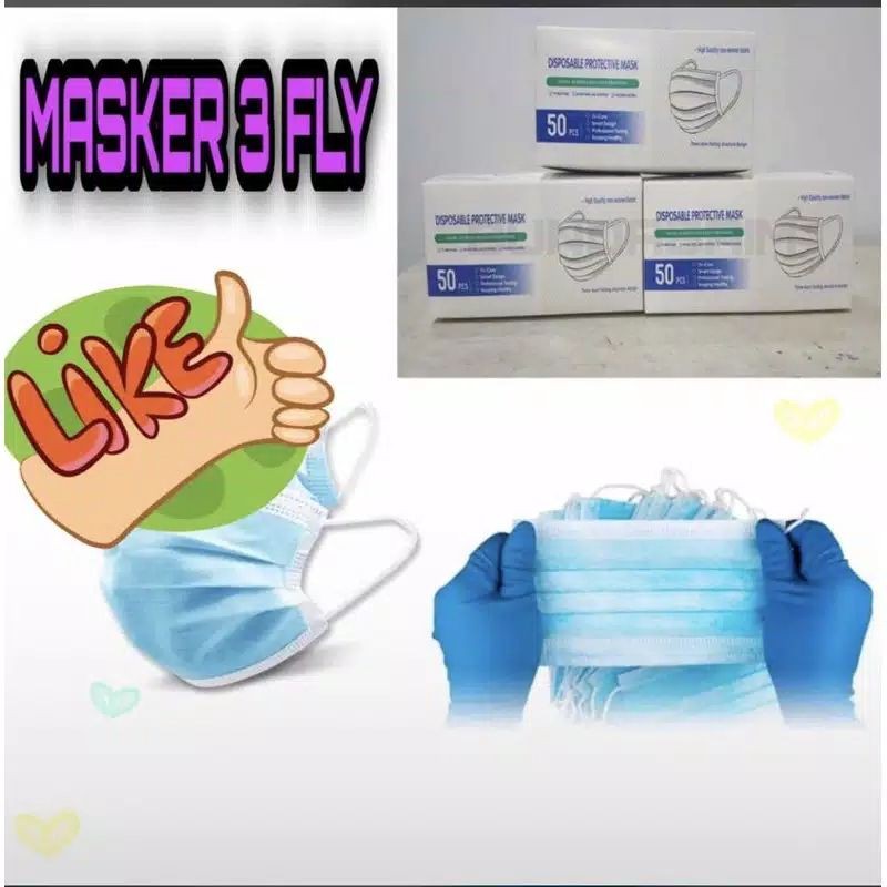MASKER MEDIS NON HIJAB 3PLY 1 BOX ISI 50 PCS