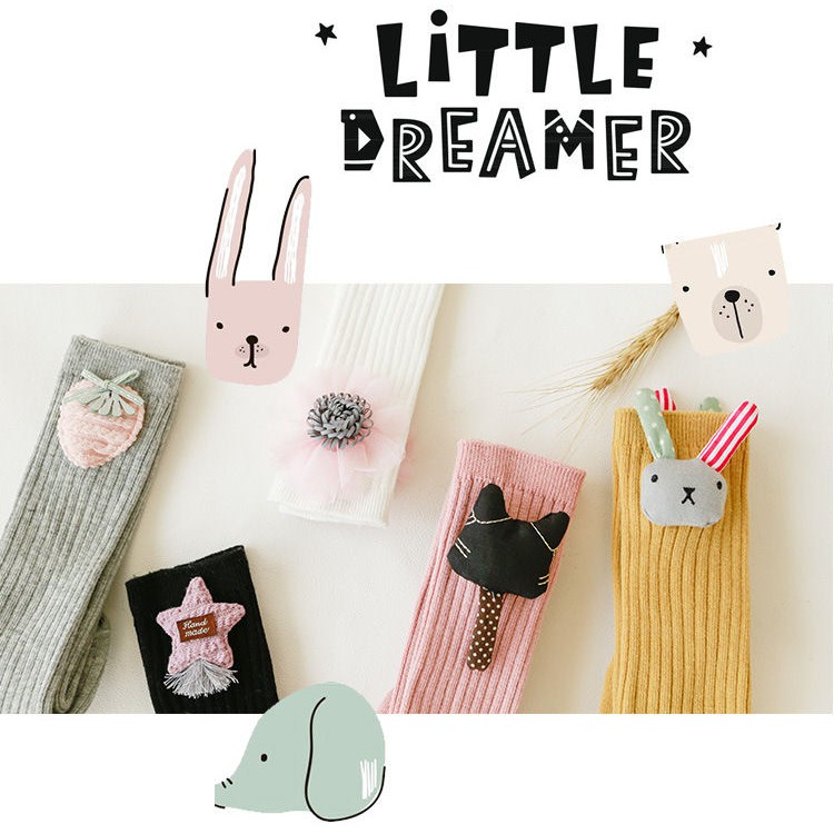 Knee Sock Rabbit Cat Strawberry kaos kaki selutut anak perempuan