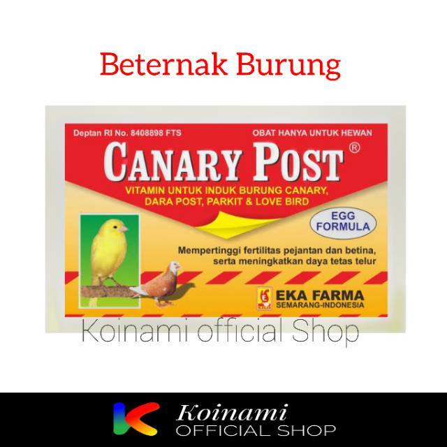 CANARY POST 10gr @ 1 sachet / vitamin burung dara merpati love bird parkit canary unggas / eka farma