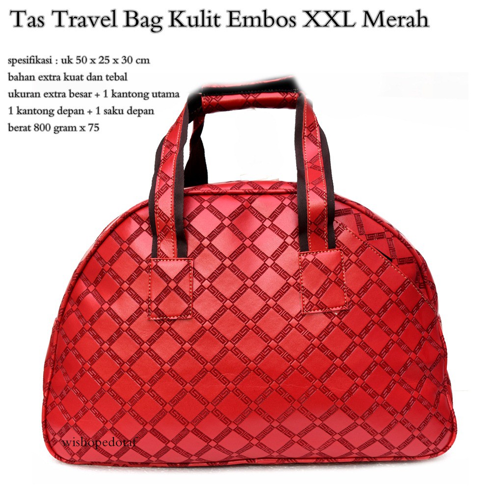 tas travel import kulit emboss XXL coklat