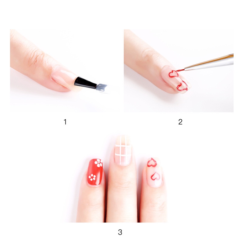 3 Pcs Kuas Lukis Garis Bunga Gel UV Untuk Nail Art Manicure