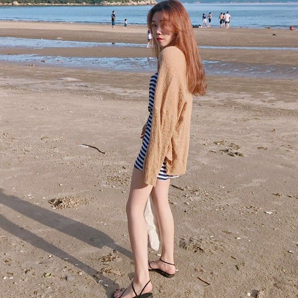 Korea Longgar Sweater lengan panjang tipis Tipis Pakaian pelindung matahari Cardigan pendek-8
