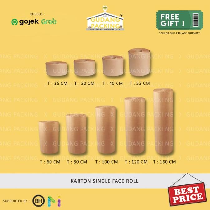 

(GOSEND/GRAB) Karton Lembar / Single Face Tinggi (25-160 cm) x 40 m