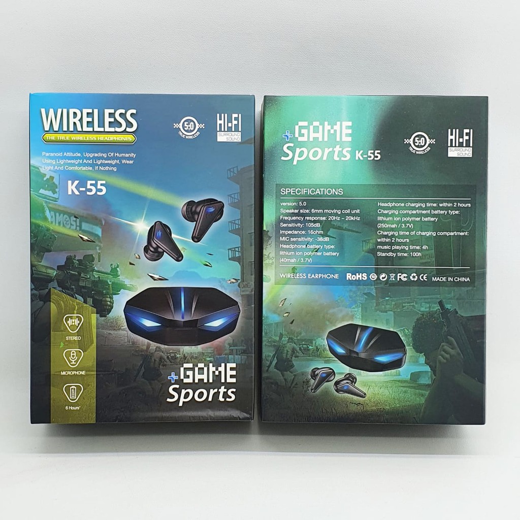 Headset Bluetooth LED K-55 Wireless Game Sports / The True Wireless Headphones K55