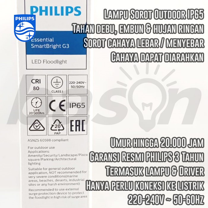 PHILIPS BVP150 30W 220V SWB LED Flood Light - Lampu Sorot Outdoor IP65