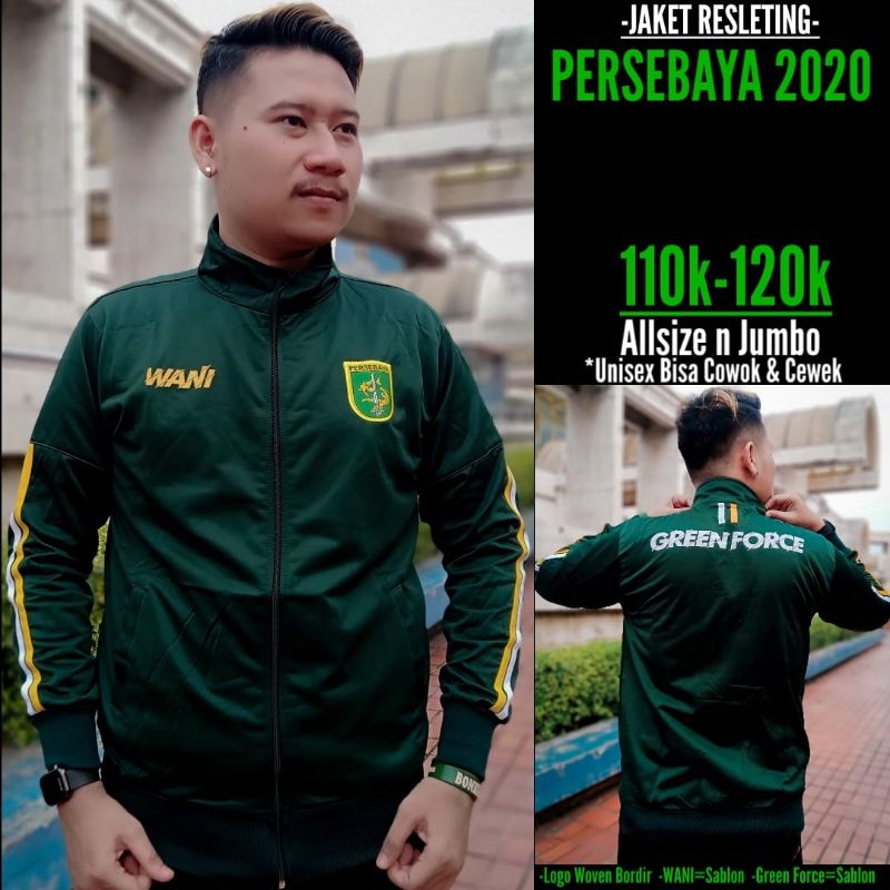 Jaket Persebaya hijau resleting Bonek Bonita