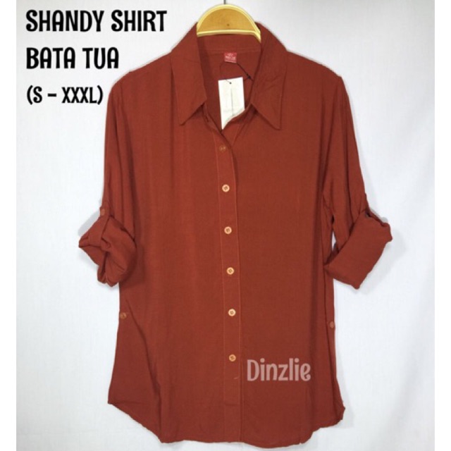 Atasan Kemeja Wanita Cewek Basic Polos Rayon Adem Bata Tua BESTSELLER