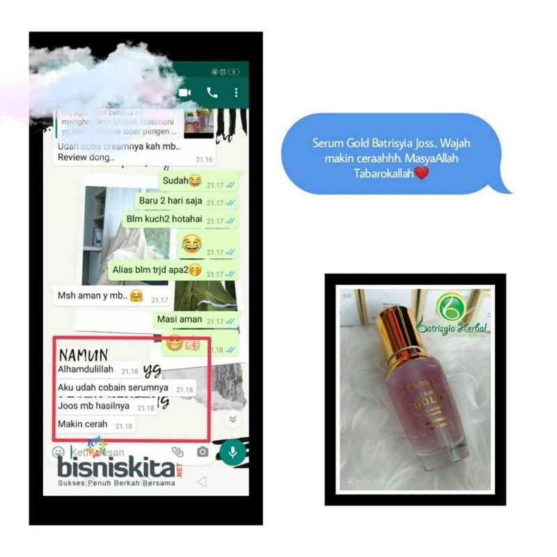 SERUM GOLD 24 k BATRISYIA/BATRISYIA SERUM GOLD/MENCERAHKAN /ANTI AGING/ MELEMBABKAN/SERUM GLOWING