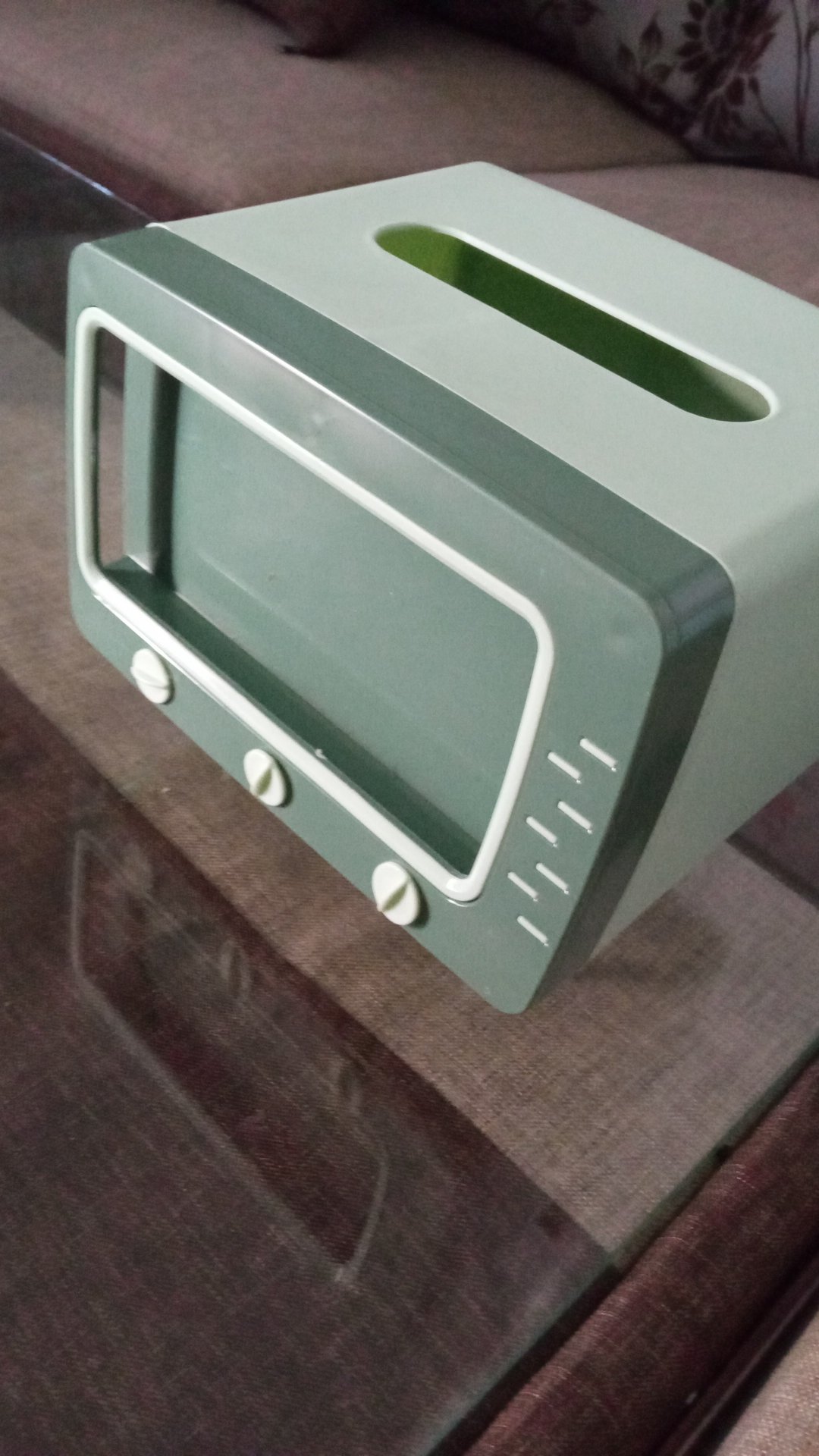 Kotak Tisue Bentuk Desktop Tv Multi Fungsi. Tisue Box Dengan Holder Kardus Warna Biru