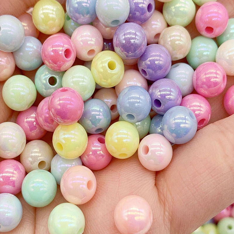 6mm - 8mm - 10mm Manik-Manik Akrilik AB Warna Warni Untuk DIY Perhiasan Handmade