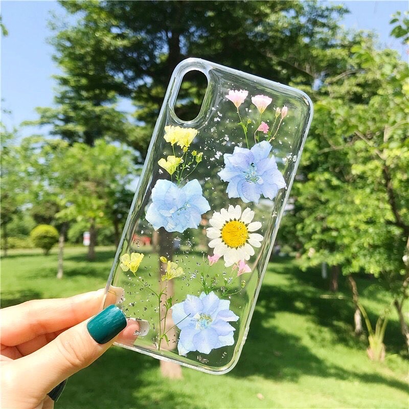 Dried Flower Purple Case Realme iPhone Oppo Vivo Xiaomi Samsung C11 C15 V19 Redmi note 5 6 7 8 9 pro