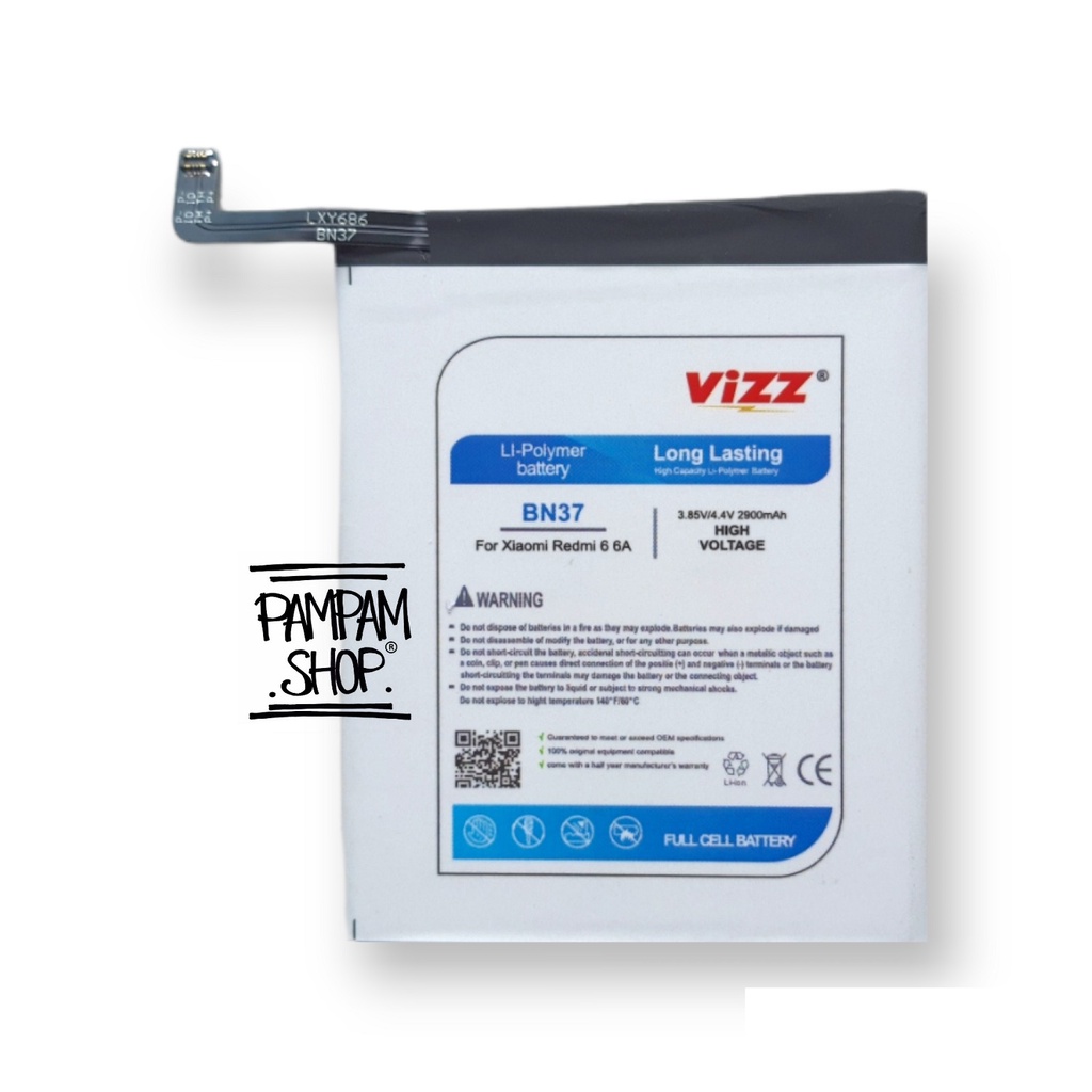 Baterai VIZZ Double Power Original XiaoMi Redmi 6 6A BN37 Batre Batrai Battery HP Handphone Ori BN 37