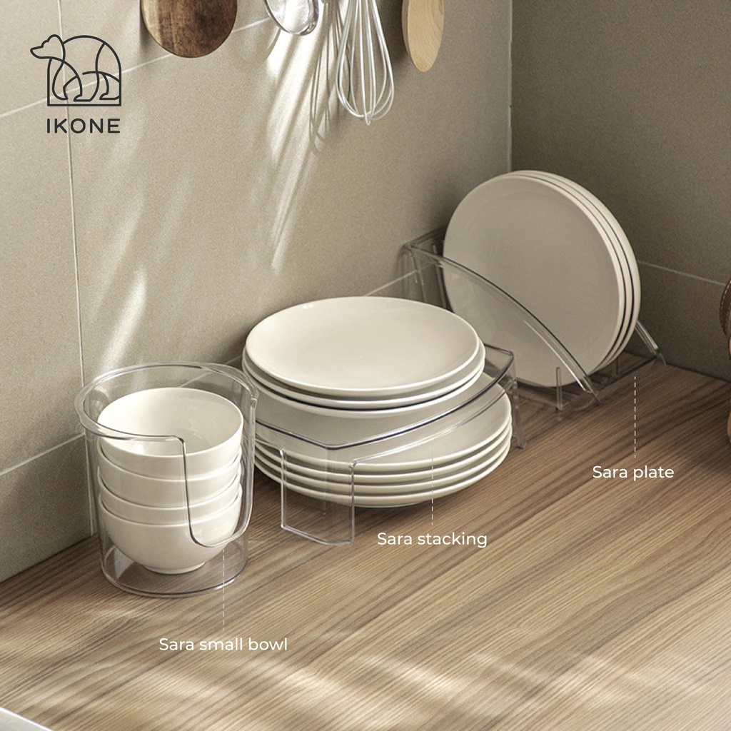 【IKONE】SARA Plate and Bowl Organizer Tempat Penyimpanan Piring Mangkuk Berkualitas Susun Mangkuk Susun Piring Rak Dapur Perapi Dapur Organiser Piring Organizer Mangkuk Stacking Plate Stacking Bowl