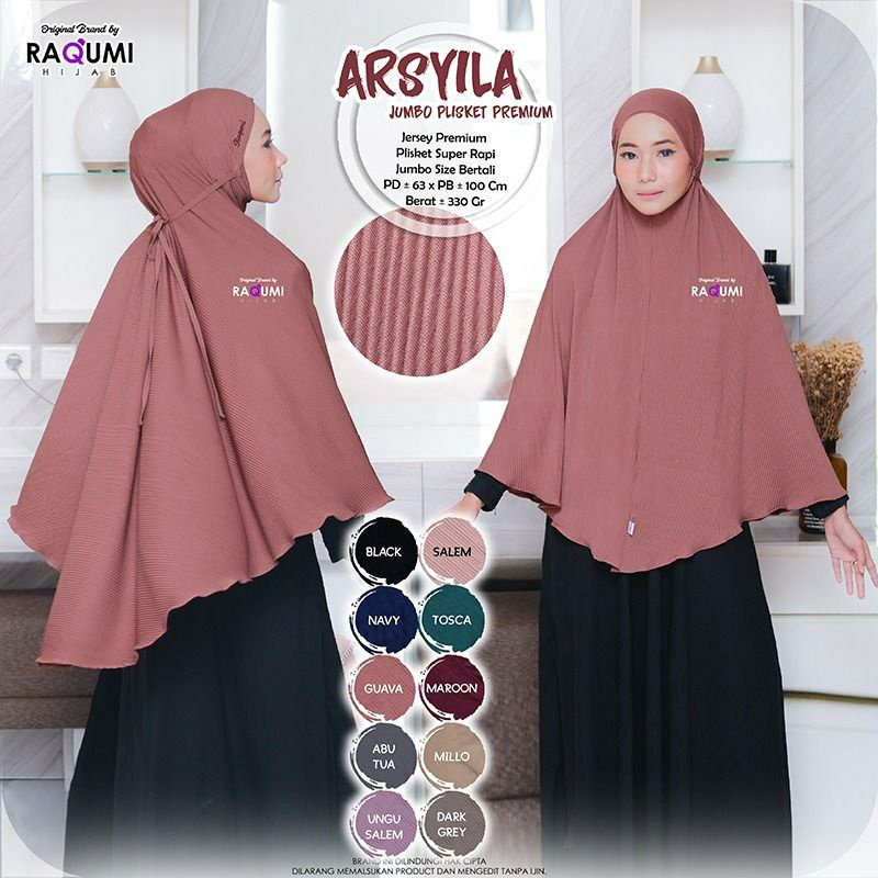 Jilbab Instan Raqumi Arsyila Jumbo Plisket Premium