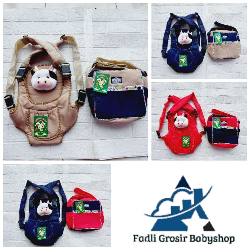 Paket Hemat ( 2 in 1 ) Tas Bayi Strip Dan Gendongan Bayi Depan Ransel