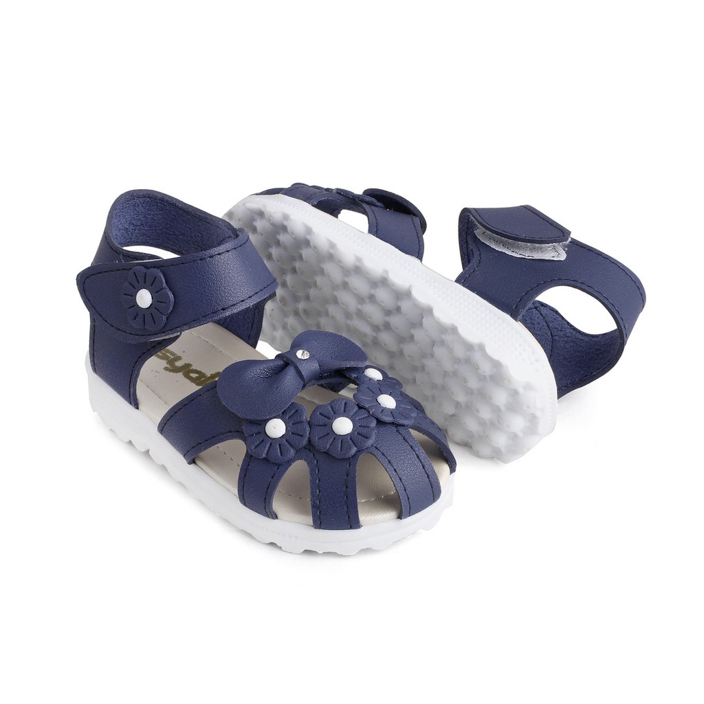 sandal anak perempuan aksesoris bunga navy RLB