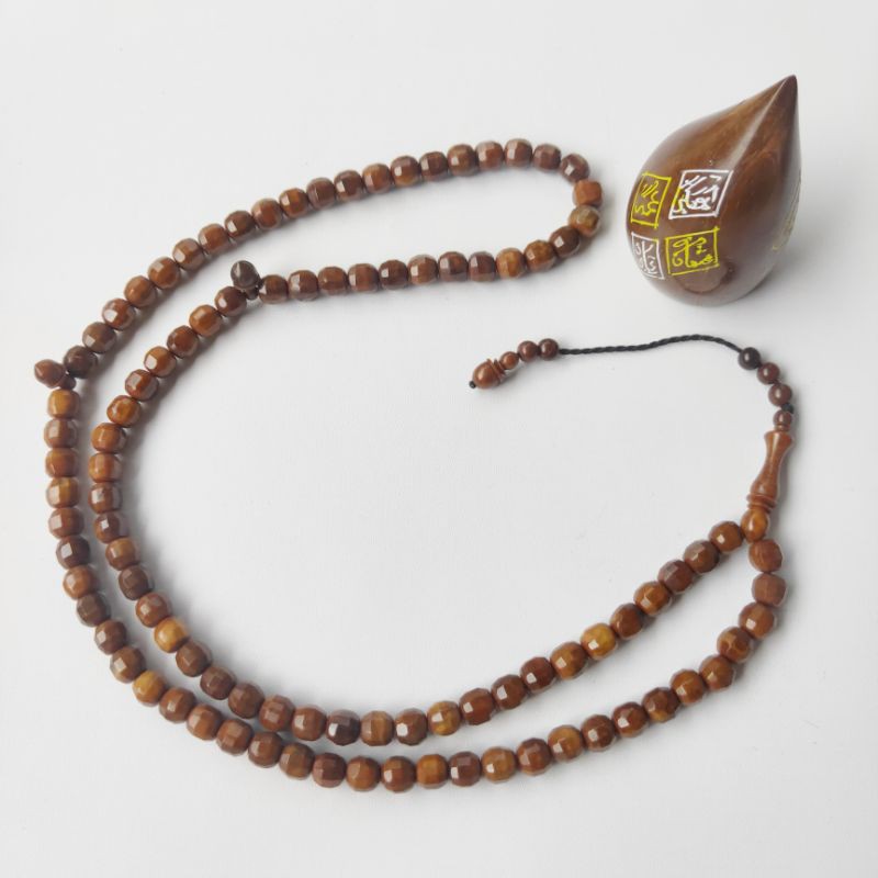 Tasbih kokka kaukah 99 bulat cutting kristal 8,5 mm coklat original koka kaoka kaokah