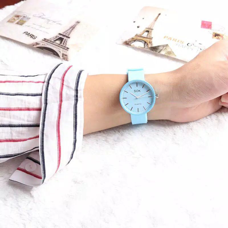 TJM JAM TANGAN WANITA SOK WARNA WARNI HARAJUKU KOREAN FASHION CASUAL JELLY MEN AND WOMEN WATCH