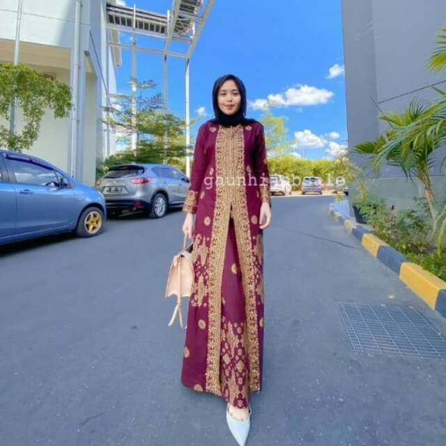 Gamis batik songket palembang