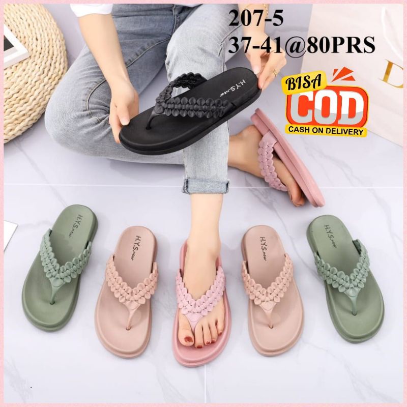 Sandal Wanita Jepit Jelly Karet Hys 207-5 Import