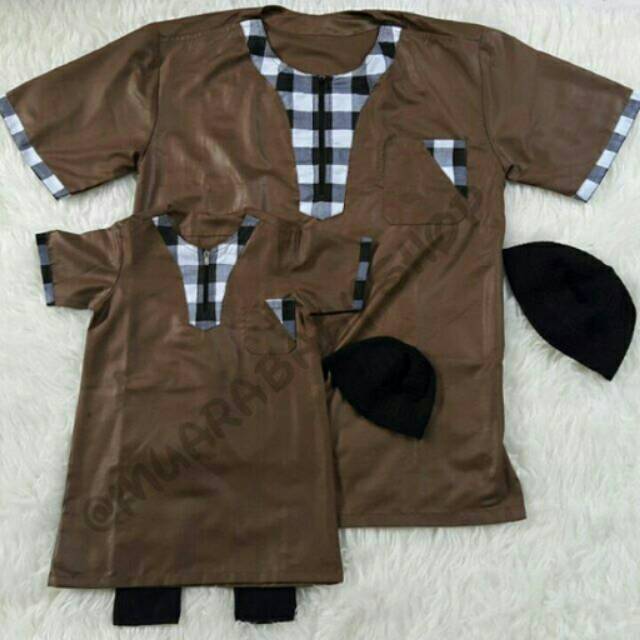 Couple Gamis Koko Turki Coklat Tua Catur