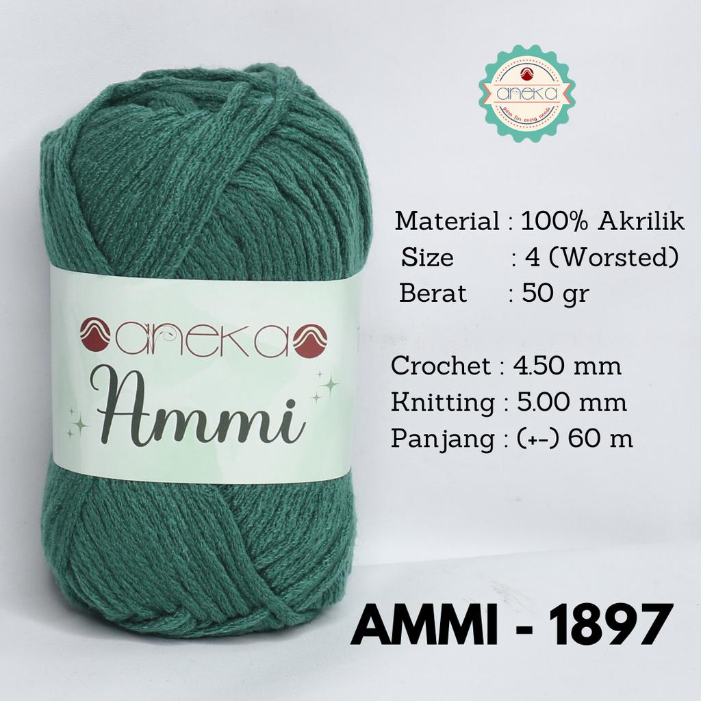 Benang Rajut Ammi / 100% Acrylic / 6 Ply Akrilik - 1897 (Army)