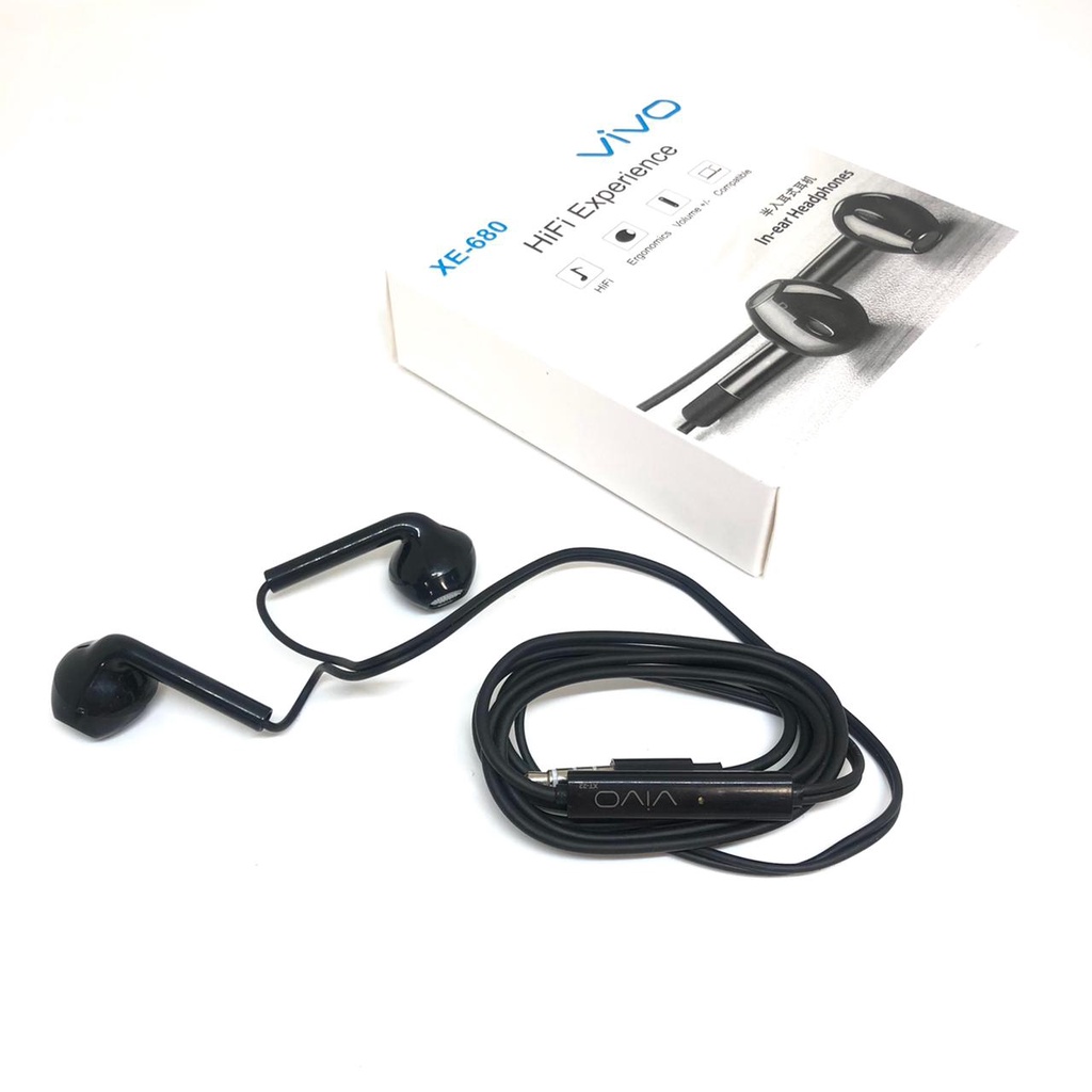 HEADSET OPPO ORIGINAL EARPHONE OPPO R17PRO UNIVERSAL EARPHONE VIVO XE680 BLACK EDITION