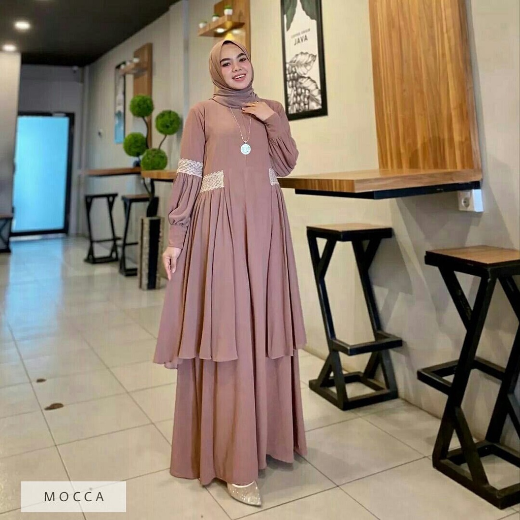 MIQABIS Gamis Wanita Hazura Maxy Dress Busui Bahan Ceruty Gamis Cewek Muslimah Gamis Syari Long Dress Baju Lebaran Idul Fitri Murah