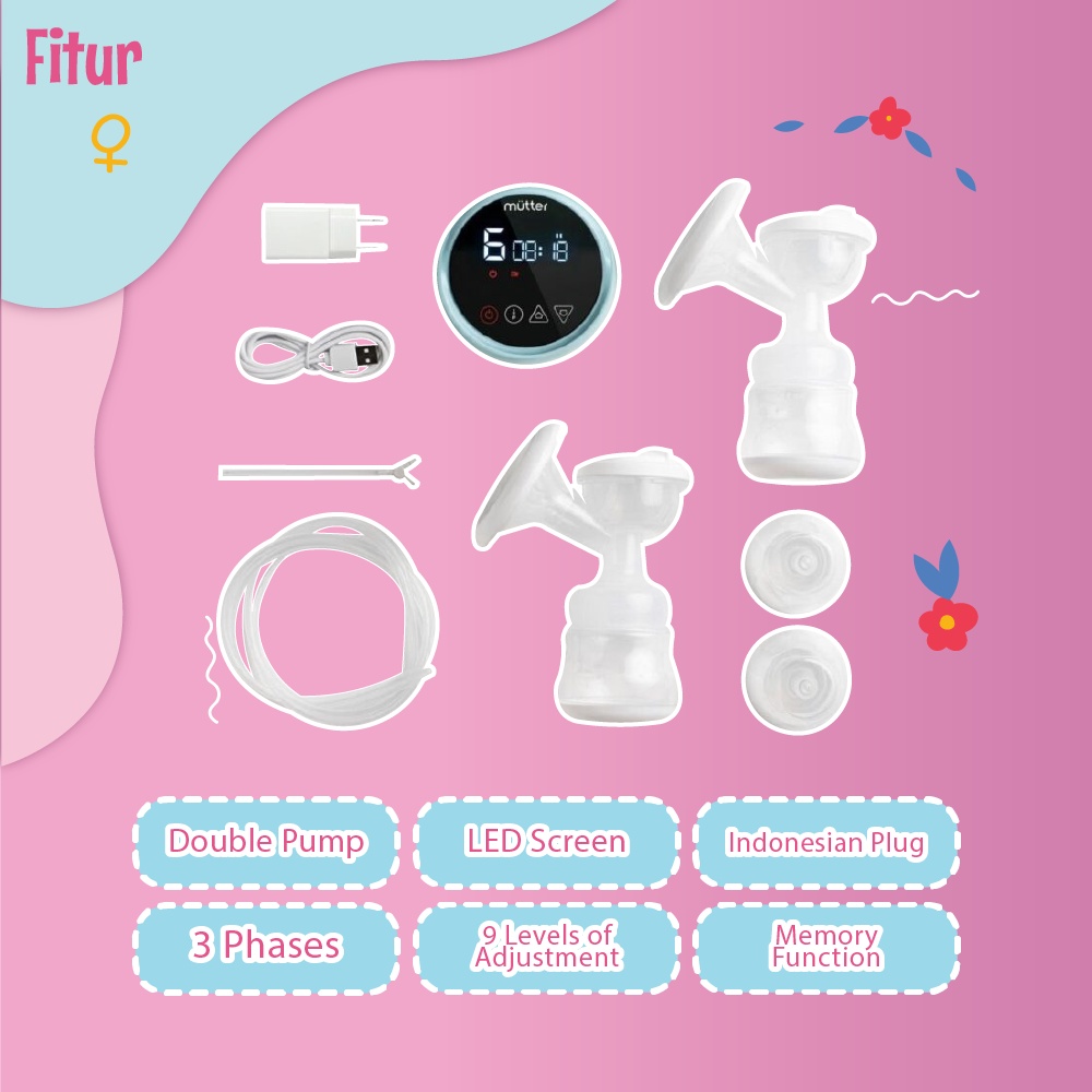 Pompa Asi - Breastpump Electric Mutter Pearl / Pompa Asi Electric Murah Rechargable Garansi 1 Tahun