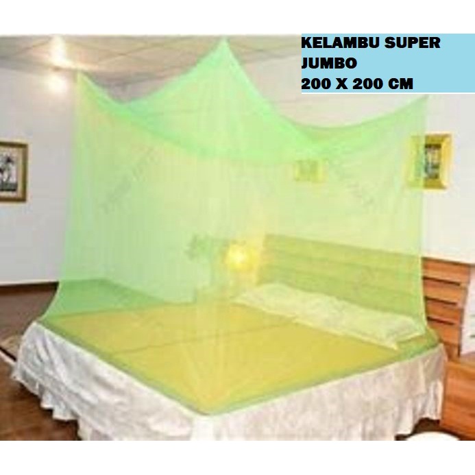 Kelambu Kotak Polos / Kelambu Nyamuk / Kelambu Kamar Tidur / Kelambu Gantung Super Jumbo 200 x 200 cm