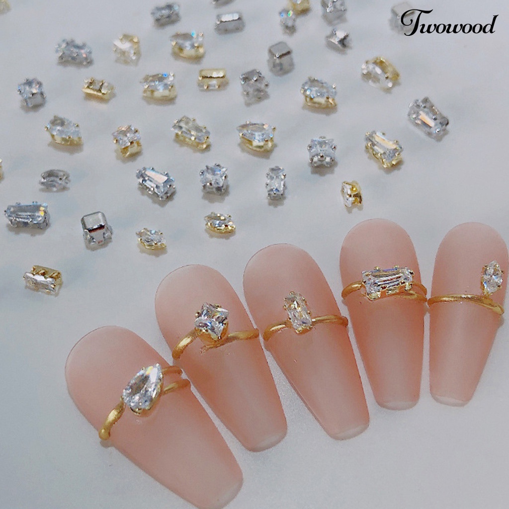 20 Pcs / Box Ornamen Perhiasan Kuku Aksen Berlian Imitasi Bahan Cubic Zirconia Untuk Wanita