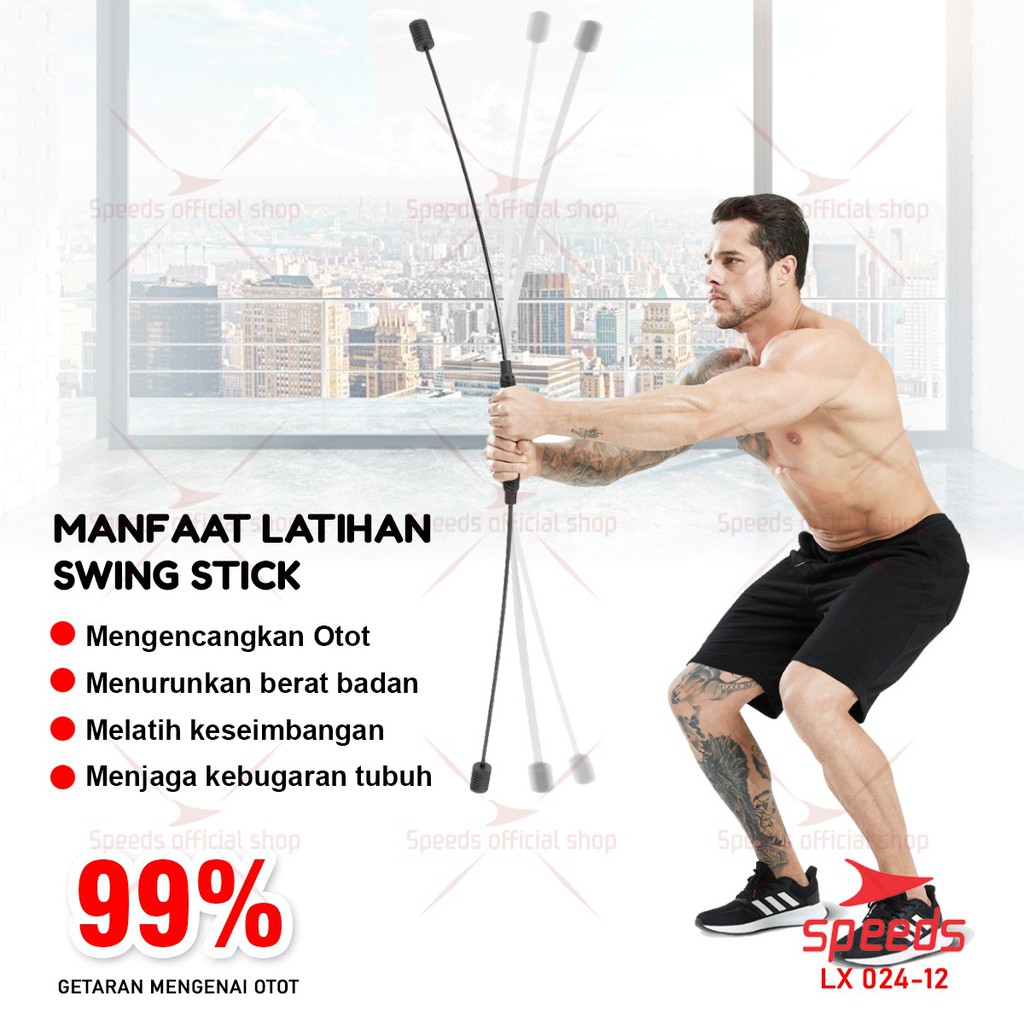 SPEEDS Flexi Bar Stick Tongkat Flexi Bar Swing Training Workout Untuk Kebutuhan Fitness Gym 024-12