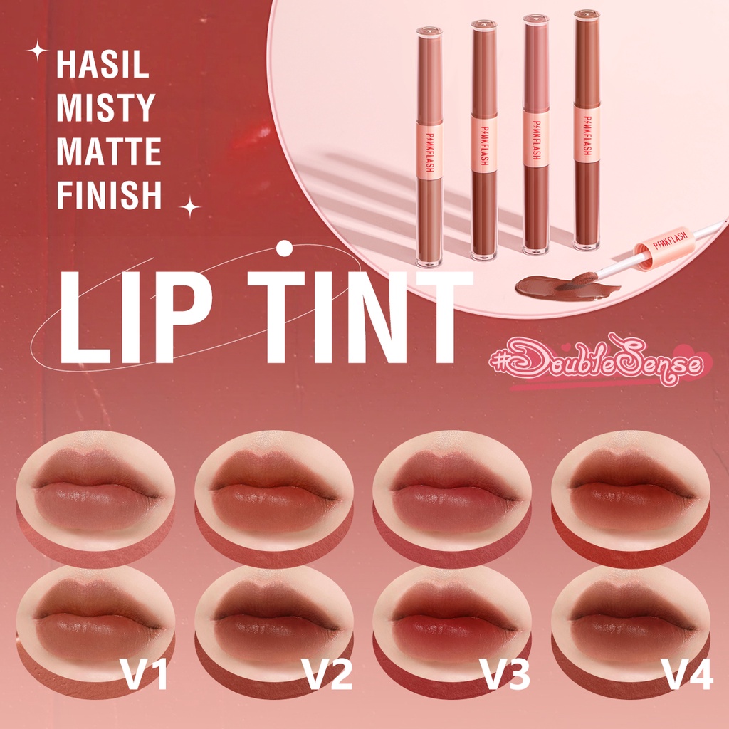 PINKFLASH 2 IN 1 Dual-Color Matte Liquid Lipstick Velvet Lip Tint Long-lasting Lip Gloss PF-L13-V