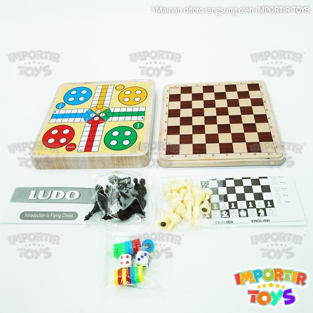 Mainan Papan Catur dan Ludo 2 in 1 Lengkap Magnet Keren Berkualitas