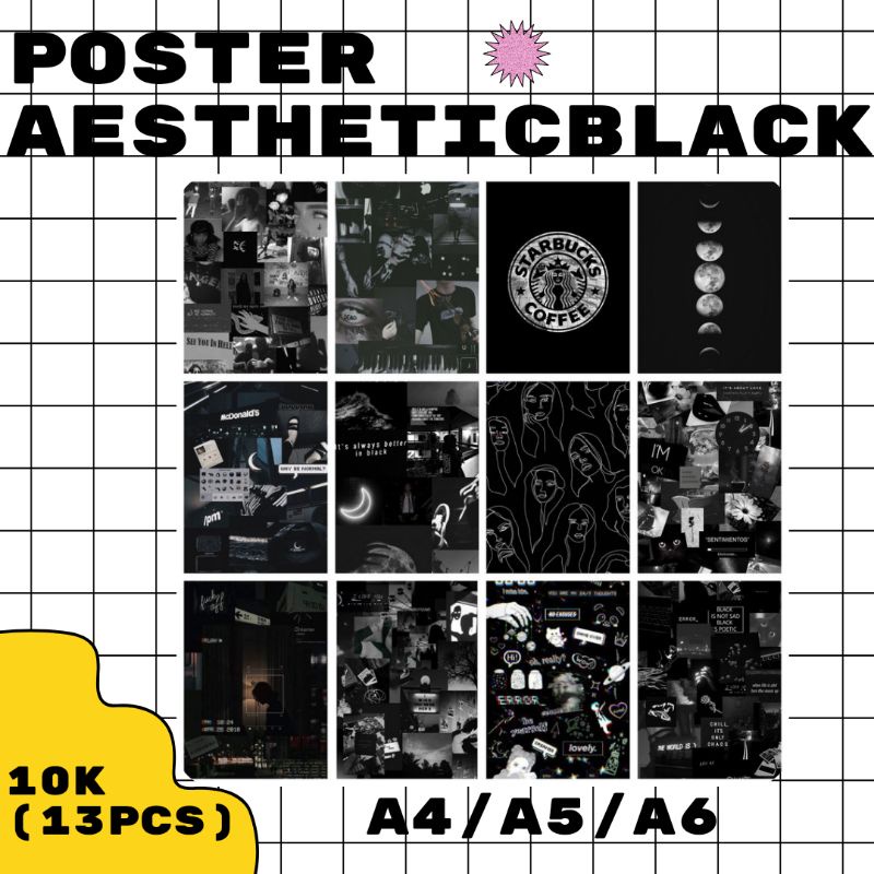 Poster Dinding Aesthetic//Custom "Aesthetic Black" (A4,A5,A6) "BISA REQUEST"