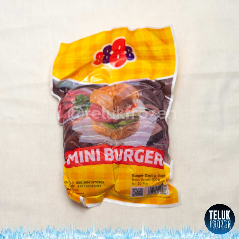 

Beef burger 8888 isi 20 pcs slice / 280g gr / 280 gram / daging sapi ham 888 88 mini