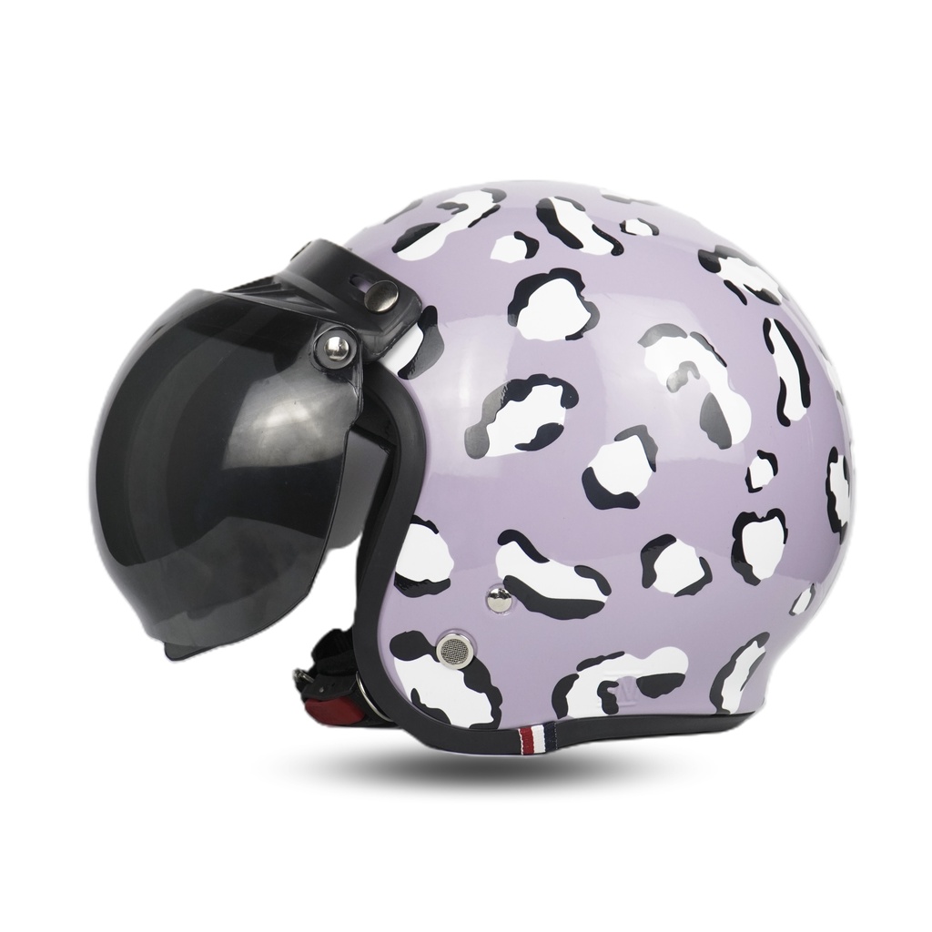 Helm Bogo Dewasa Cewek Full Leher SNI Aesthetic Leopard