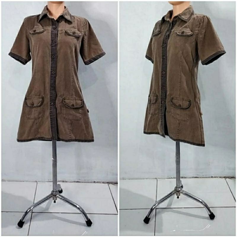 fit-u baju dress wanita tunik wanita mini dress lengan pendek berkerah fashion wanita baju wanita le