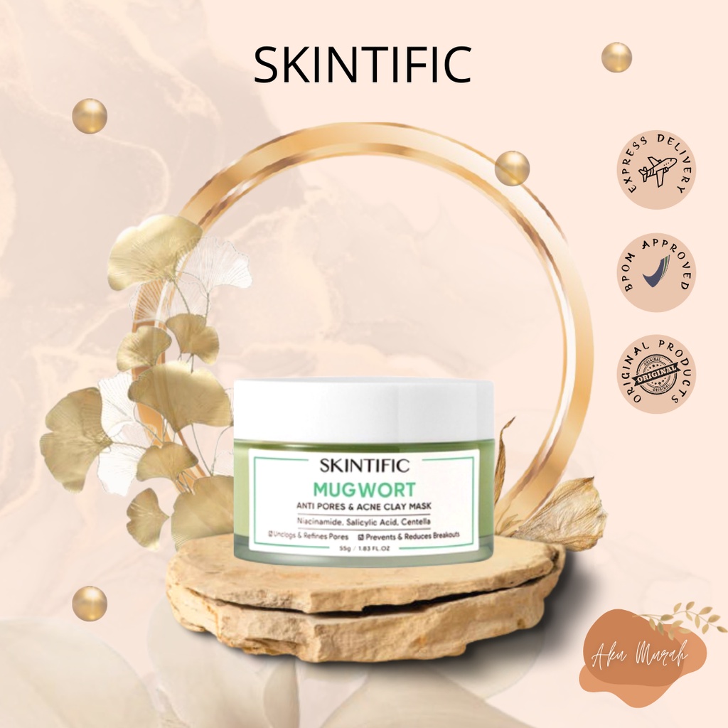 ✨ AKU MURAH ✨ SKINTIFIC Mugwort Anti Pores Acne Clay Mask Pore Clarifying Wask / Makser Wajah 55g BPOM