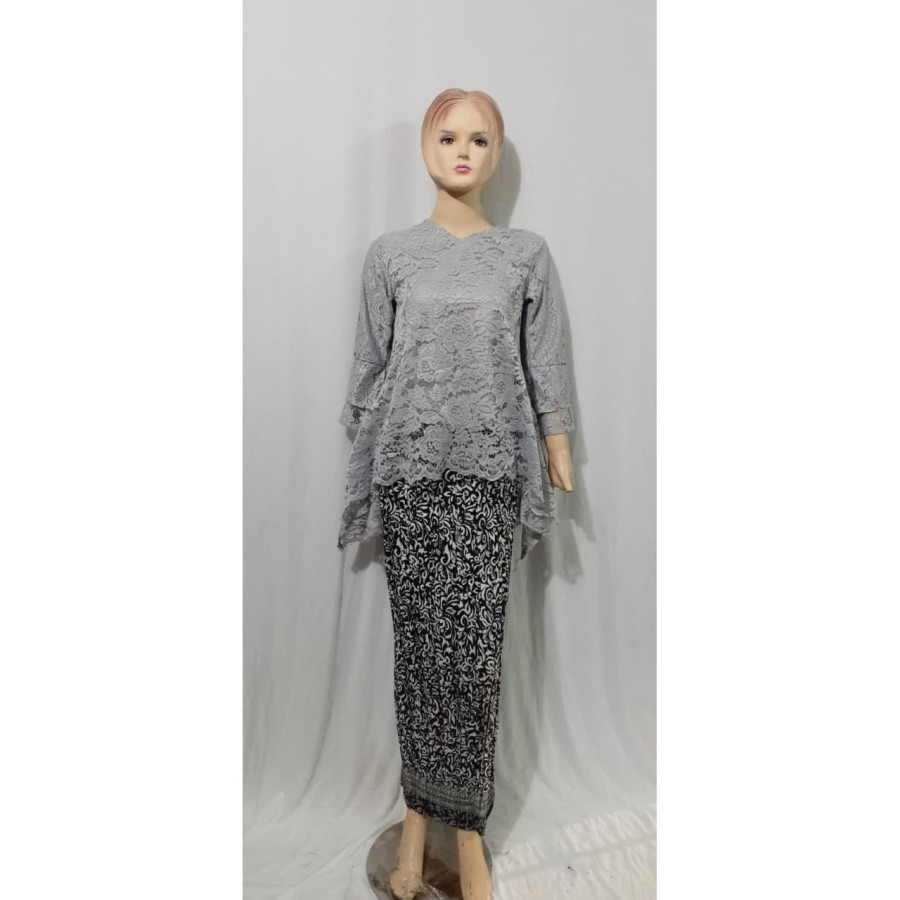 Stelan Kebaya Rinjani Kebaya Brukat Modern Grey