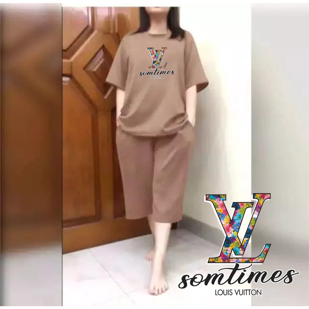 Setelan Kulot Jumbo Wanita / Set Kaos Oversize Big Size LD 120 Somtimes