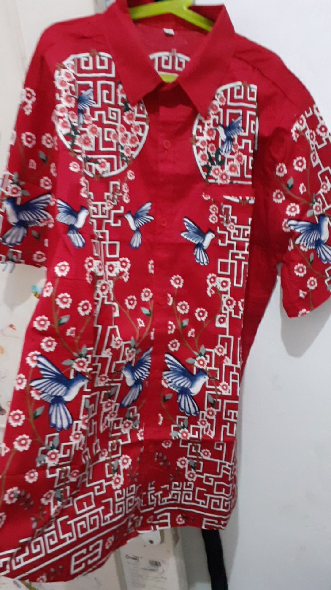 Kemeja Batik Dewasa Lengan Pendek Edisi Imlek, 021 Xr# Bahan Cotton Stretch Slim Fit