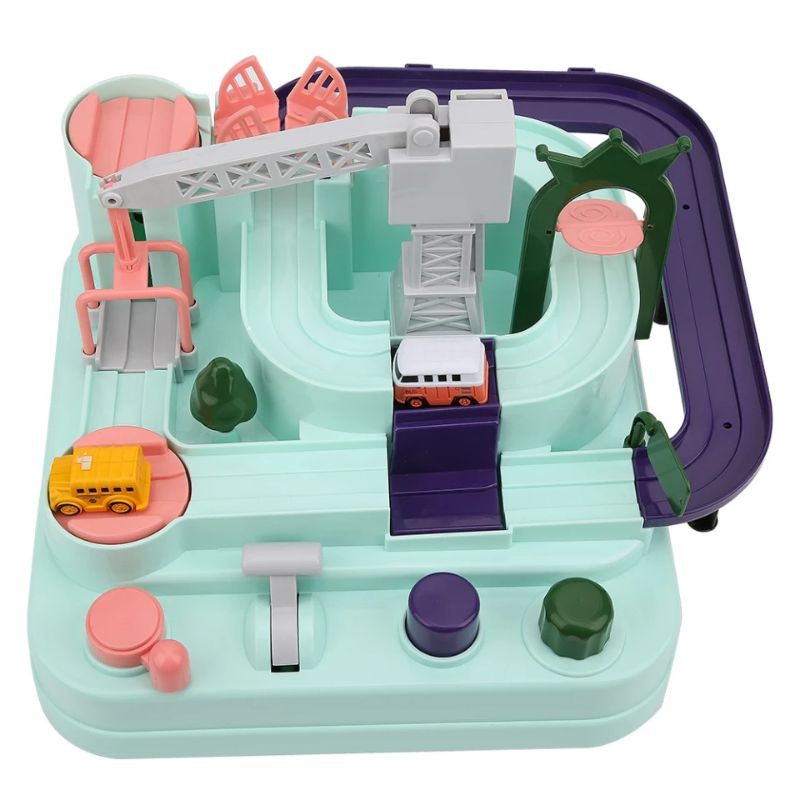 MAINAN PETUALANGAN MOBIL/MAINAN ANAK TREK PARKIR 2 MOBIL WARNA