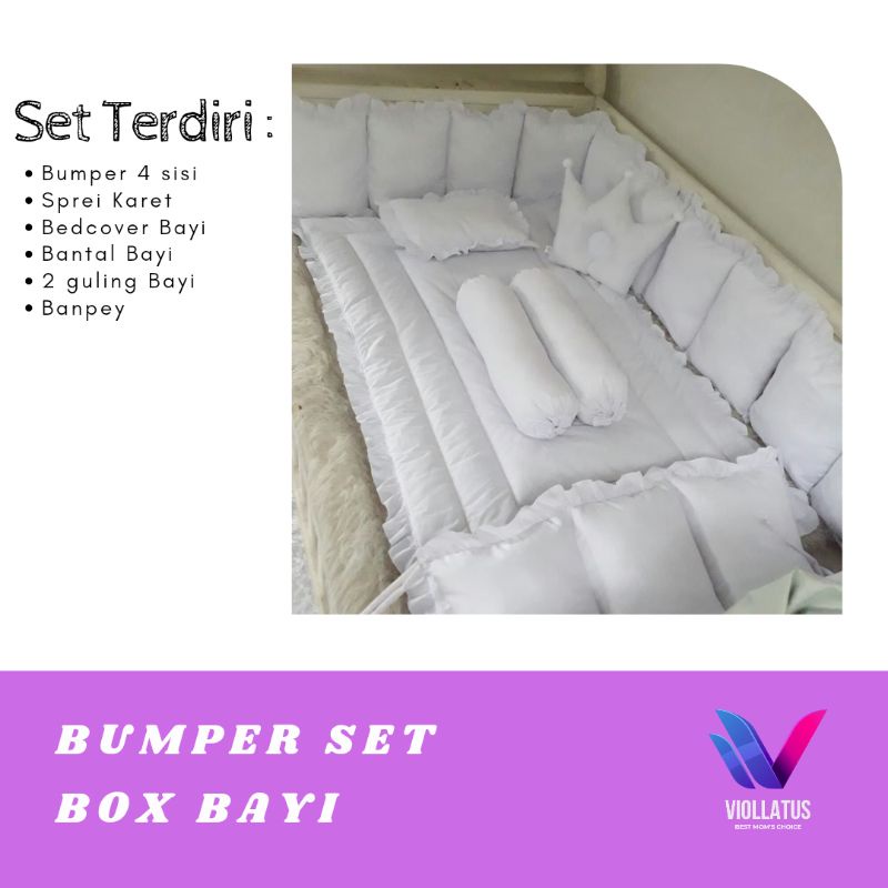 bumper bayi - set bumper box bayi - bantal bumper bayi - bumper set polos putih