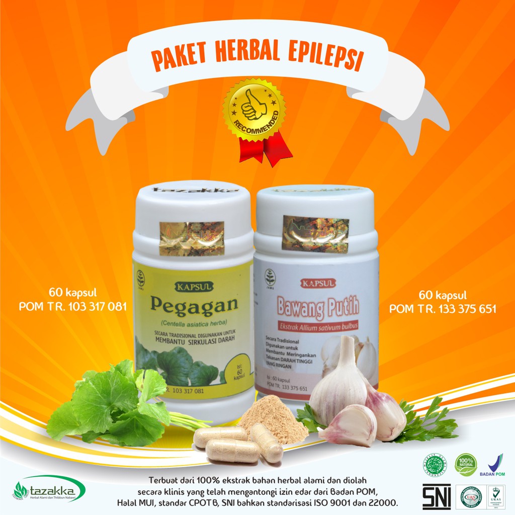 Obat Epilepsi Ayan Kejang Ekstrak Bawang Putih Daun Pegagan Paket Herbal Tazakka Original 2in1 Indonesia