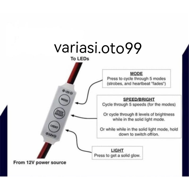 LED MODUL DIMMER CONTROLLER KEDIP STROBO SPEED 5V-24V LED MODUL 1WARNA