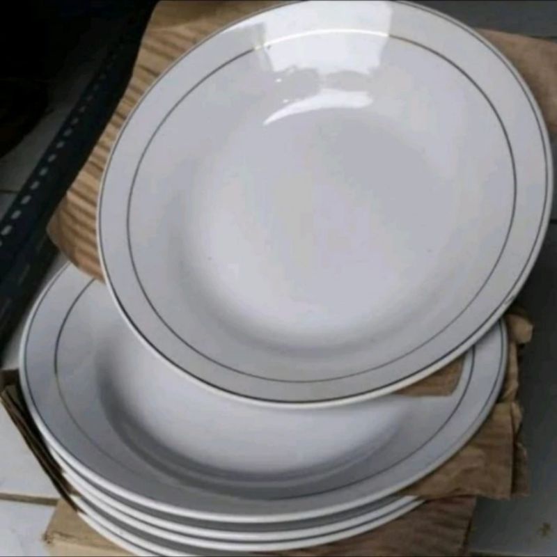 PIRING KERAMIK LIST MAS 9 INCH/PIRING MAKAN/PIRING PRASMANAN(12 PCS)