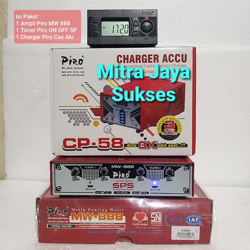 Paket Ampli Piro MW 888 + Timer Piro + Charger Aki Piro CP 58