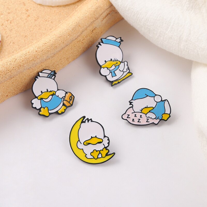 Daily Life of Ducks Enamel Pin Custom School Duck Brooch Bag Lapel Pin Cartoon Movie Animal Badge Jewelry Gift for Kids