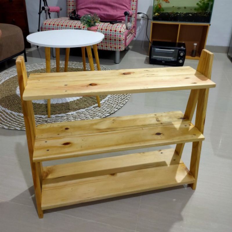 Rak Sepatu Kayu 3 Susun dan 4 susun / Rak Pot Bunga / Rak Serbaguna Minimalis